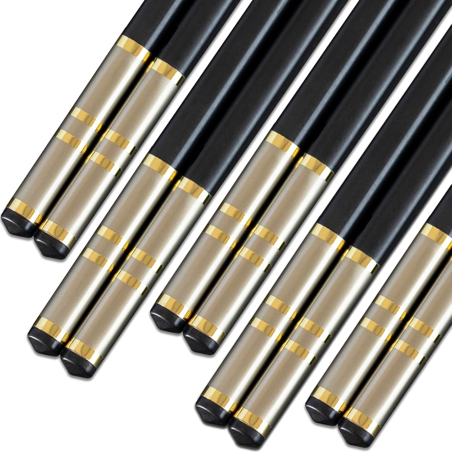 Chopsticks Reusable 5 Pairs Fiberglass Chopsticks Dishwasher Safe Lightweight Non Slip Chop Sticks Set (golden 1) Image 2